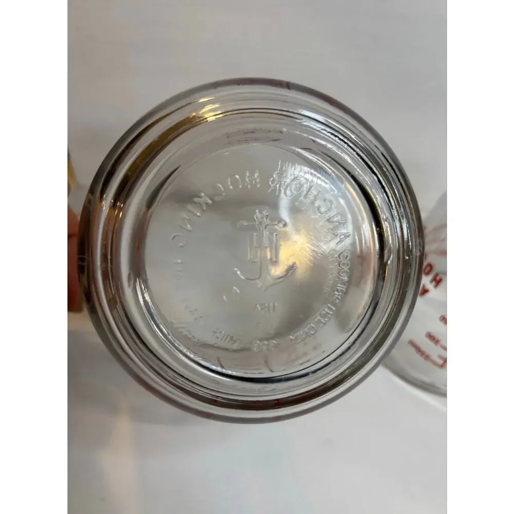 Vintage Set of 2 Anchor Hocking Glass Measuring Cups 1 and 2 Cups